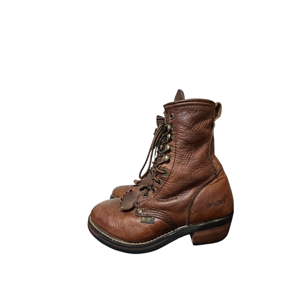AdTec Childrens Chestnut Brown Kiltie Packer Boot Tumble Leather Westeren Size 4